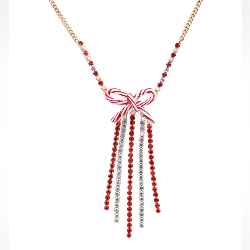 New Betsey Johnson Candy Cane Bow necklace: - Picture 3 of 13